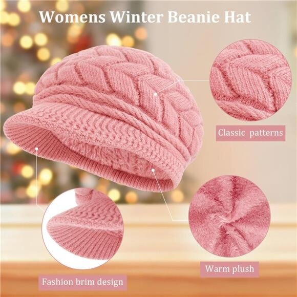 Women's Winter Beanie Hat Thick Warm Knitted Chunky Soft Slouchy Cap - Picture 3 of 4